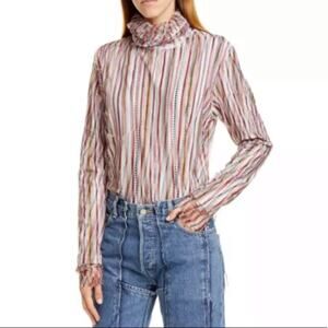 Y/Project Turtle Neck Print Jersey & Organza